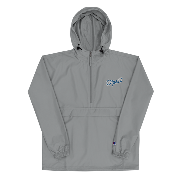 Clipset x Champion Embroidered Packable Jacket (White/Royal)