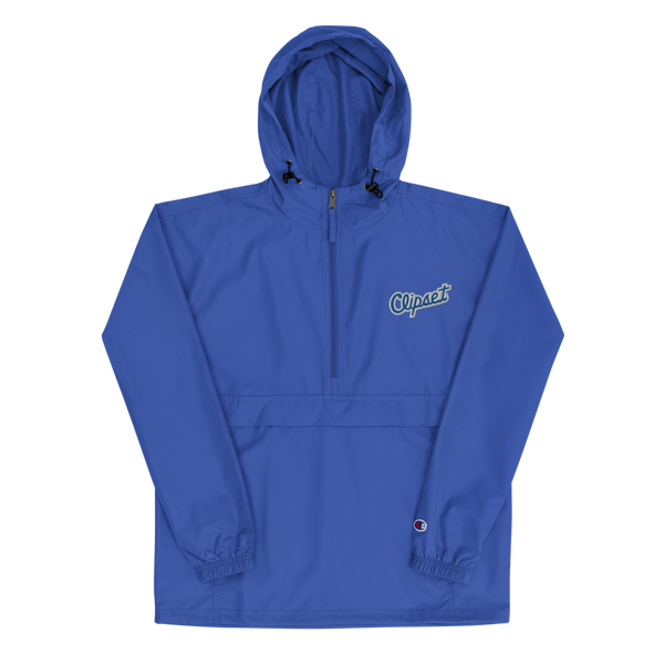 Clipset x Champion Embroidered Packable Jacket (White/Royal)