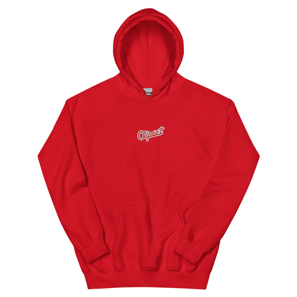 Clipset Script Center Court Red/White Embroidered Hoodie
