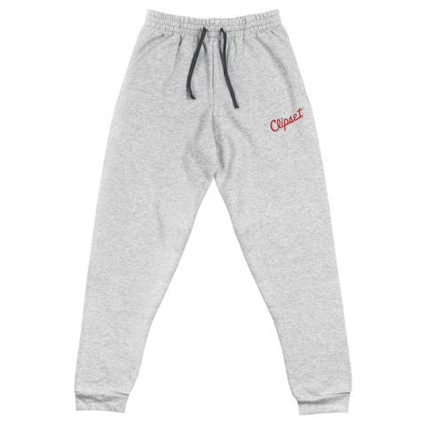 Clipset Red/White Embroidered Joggers